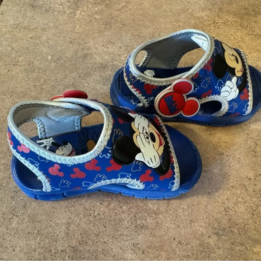 Mickey Mouse Kids Slip on Blue Sandals Toddler Size 6 Summer, Casual